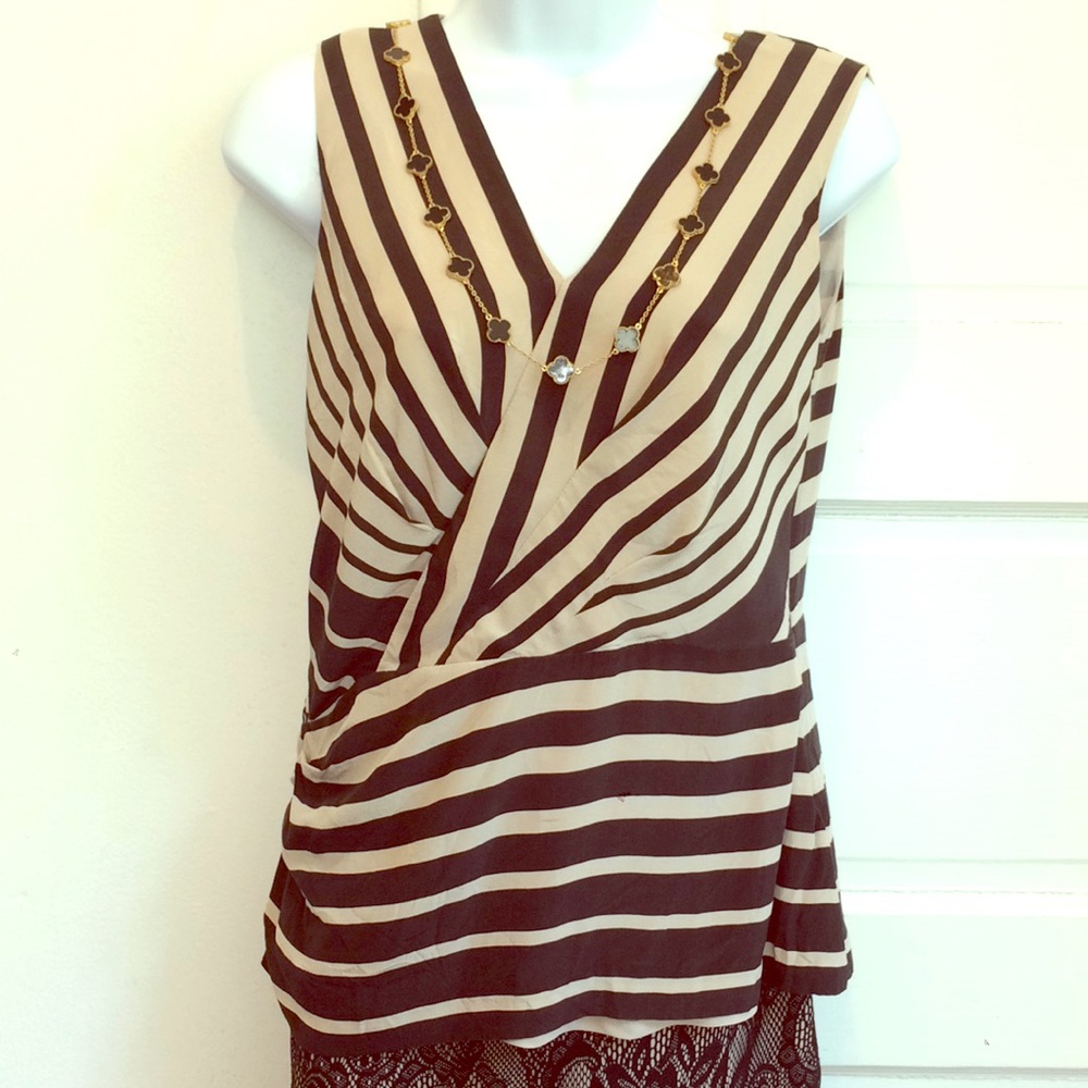 J Crew Striped Silk Top Size 0